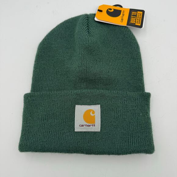 Carhartt A18 Knit Cuffed Beanie Green Acrylic Hat Made in Canada NWT - Picture 1 of 6